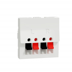 Unica - prise haut-parleur 2 sorties rouge + noir - 2 mod - Blanc - méca seul
