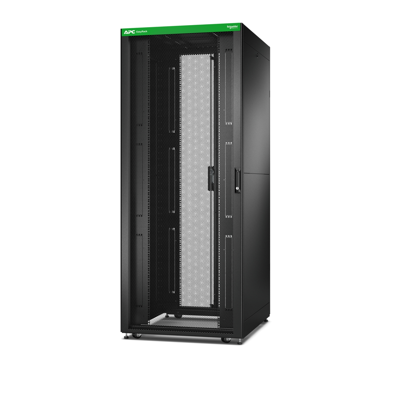 Baie EasyRack 800mm/42U/1000mm avec toit, panneau latéral, roulettes, noir