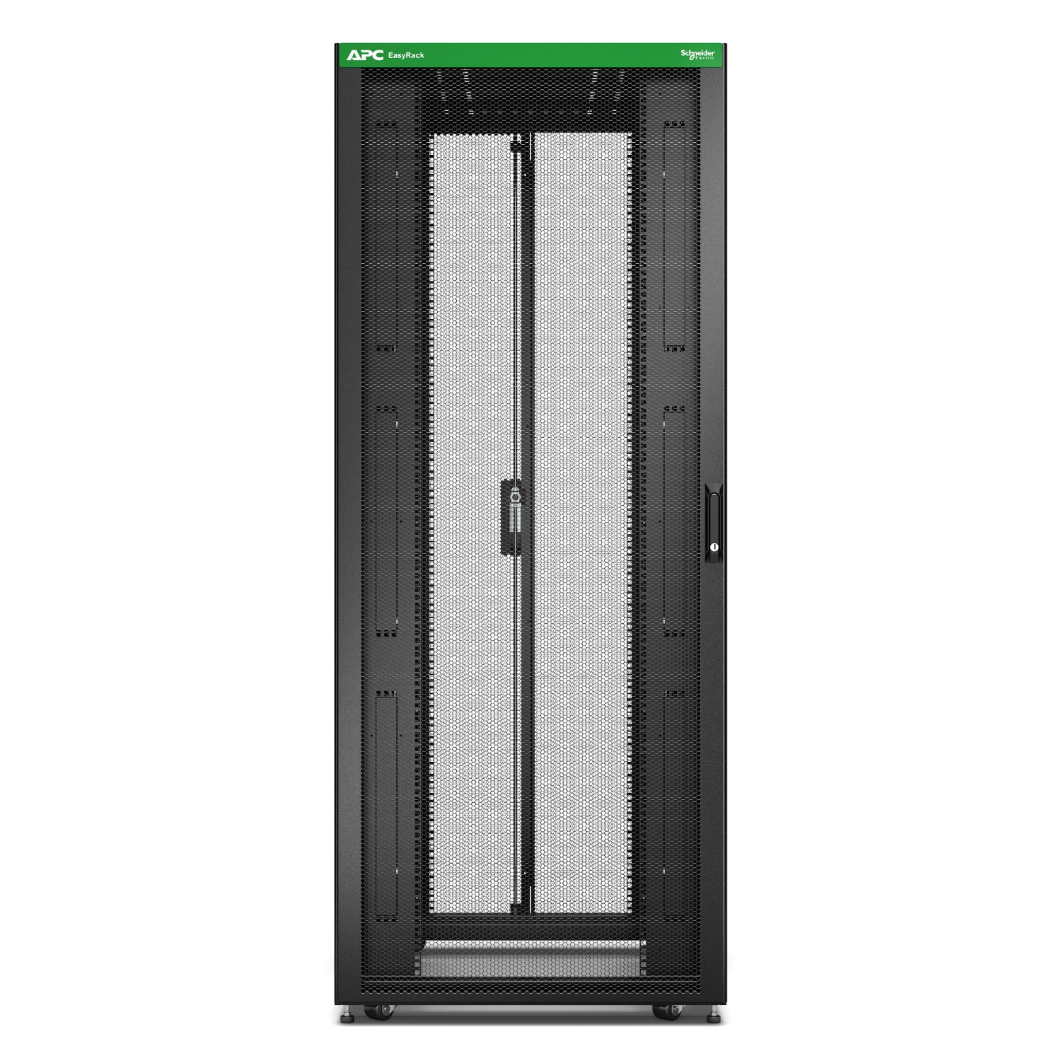 Baie EasyRack 800mm/42U/1200mm avec toit, sans panneau latéral, roulettes, noir