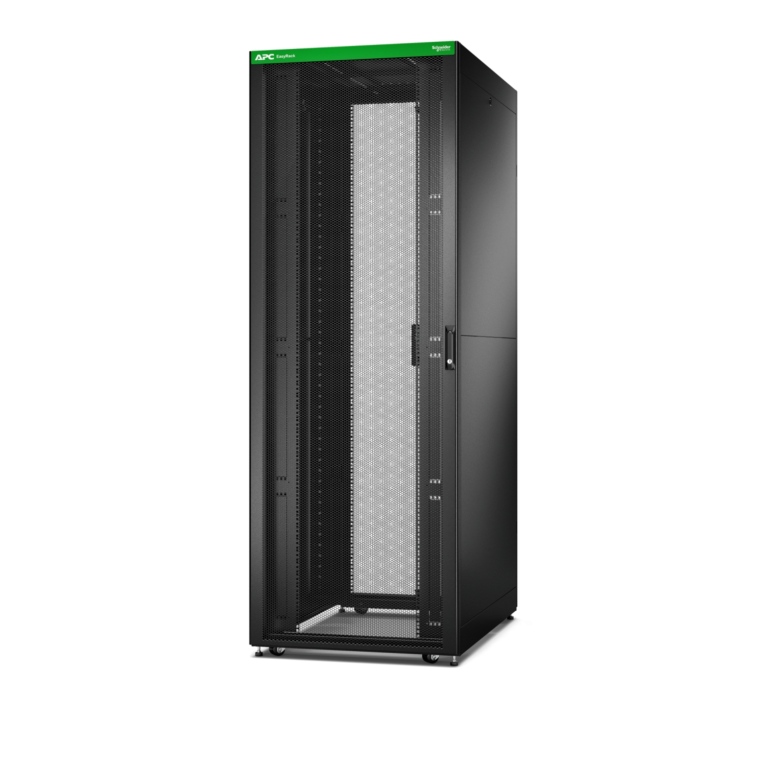 Baie EasyRack 800mm/48U/1200mm avec toit, panneau latéral, roulettes, noir