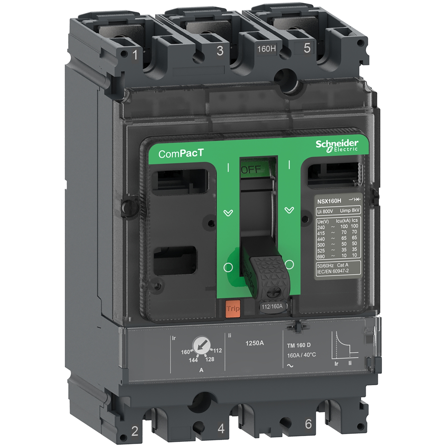 ComPacT NSX160N - disjoncteur - TM-D 100A - 3P3D - 50kA - montage fixe