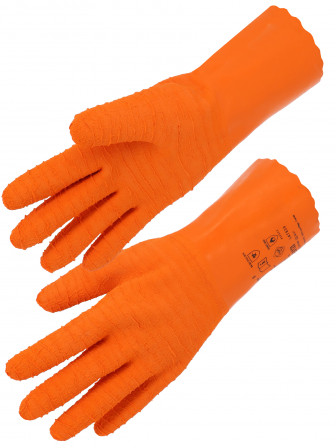 GANTS LATEX ORANGE/INTERLOCK 30CM 10