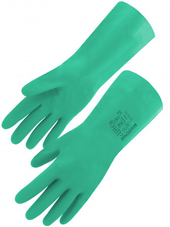 GANTS NITRILE VERT FLOQUE 30 CM T11