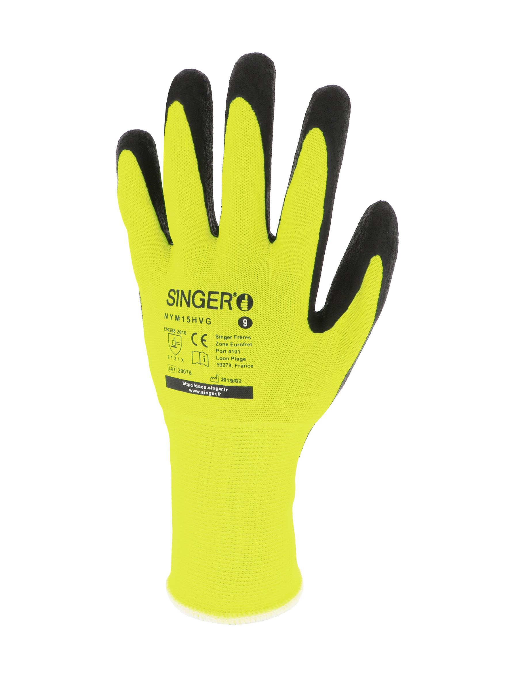 GANTS LATEX GRIS/NYLON JAUNE FLU CV1