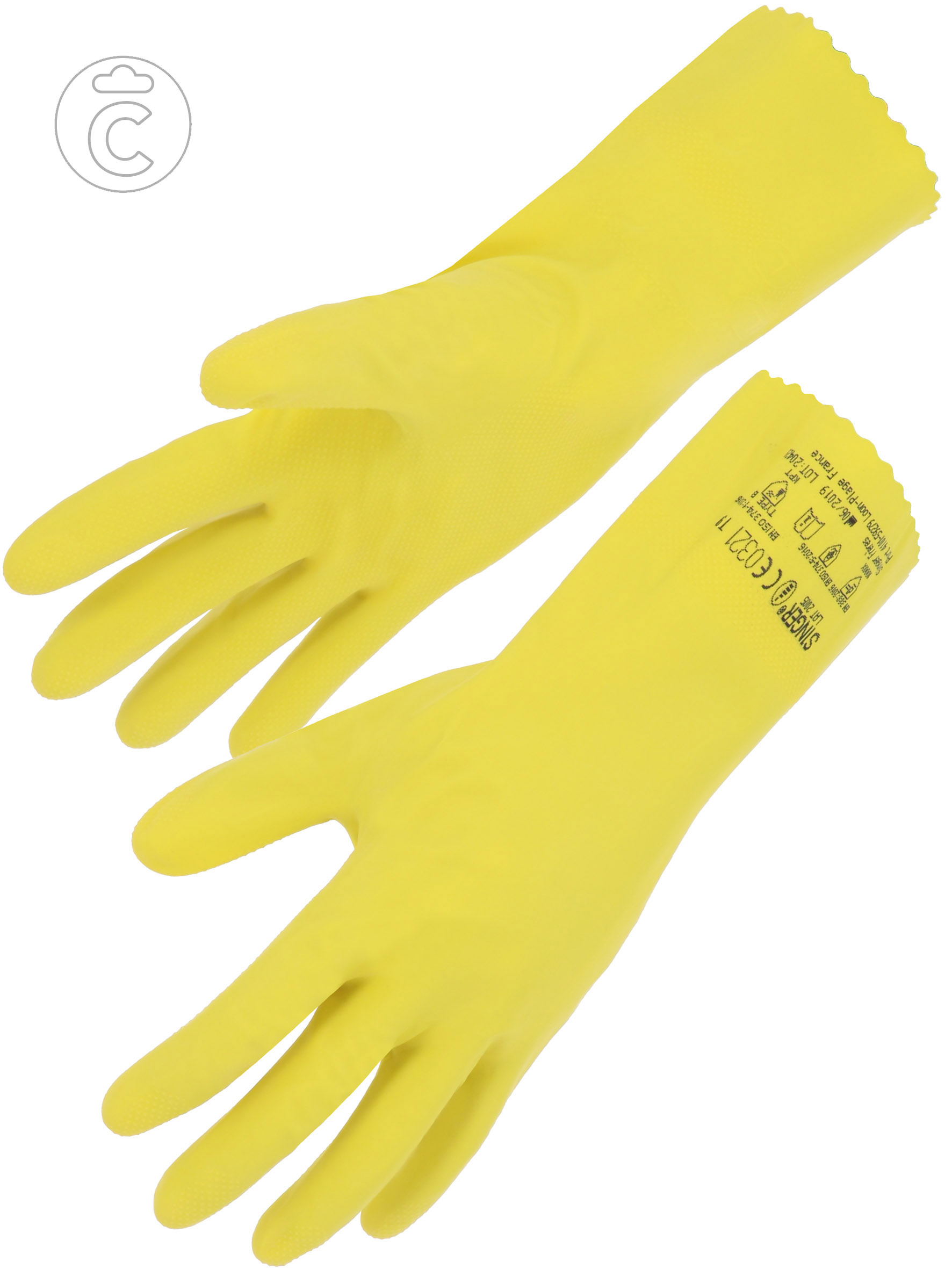 GANTS LATEX MENAGE JAUNE FLOQ. T9