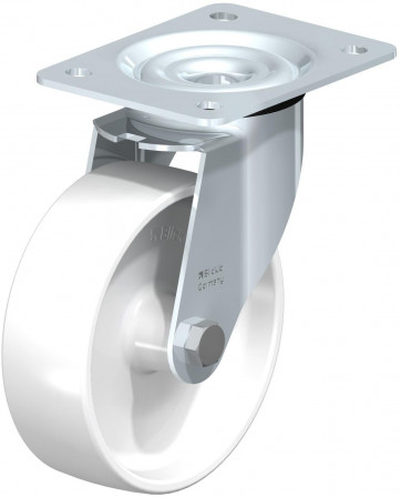 Roulette pivotante en tôle d’acier, avec platine à visser