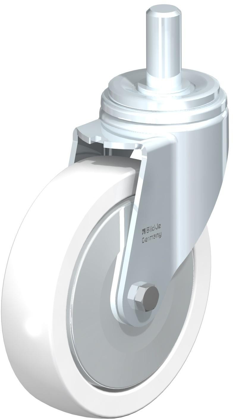 Roulette pivotante en tôle d’acier, version fortes charges, à tige