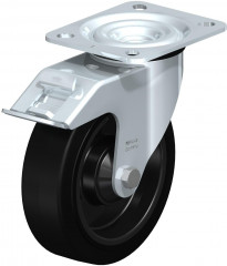Roulette pivotante en tôle d’acier, version mi-lourde, avec platine à visser et blocage “stop-fix”
