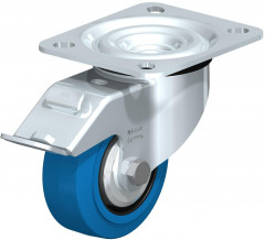 Roulette pivotante en tôle d’acier, version mi-lourde, avec platine à visser et blocage “stop-fix”