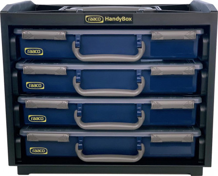 Armoire portative HandyBox plastique avec 4 mallettes à compartiments bleu 