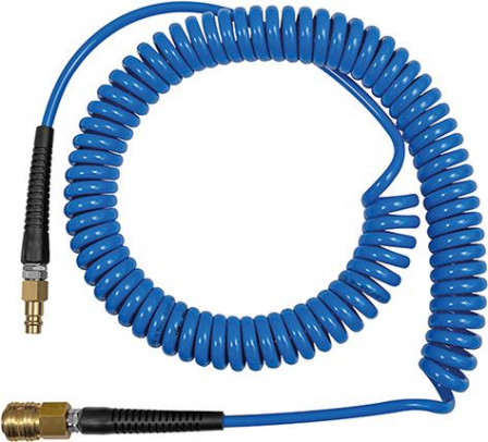 Tuyau flexible spirale PUbleu, raccord connecteur DN7,2 10x6,5mm, 10m 