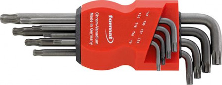 Jeu de clés mâles coudéeslongues gris acier Têtesphérique T9-T40x mm 