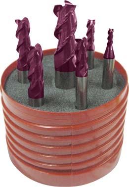 Jeu de fraises longues carbure monobloc TiAlN 6 pièces 4-12mm 