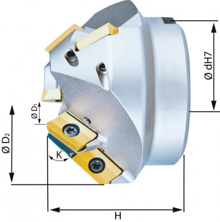 Fraise à chanfreiner 60° D6 pour XPHT16