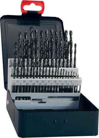 Jeu de forets hélicoïdauxDIN338 HSS laminé type R N 1,0-10,5mm + forets pour avant-trous 