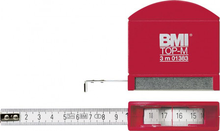 Mètre-ruban de poche blanc avec semelle inox 3mx13mm 