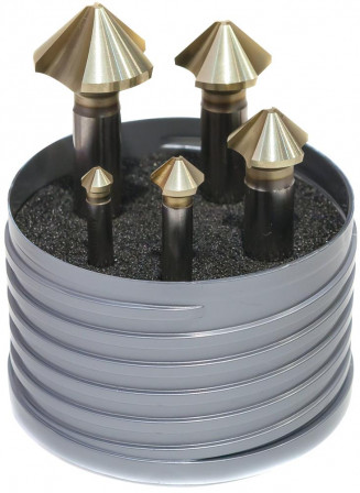 Jeu de fraises coniques àpas variable HSS TiZrN 9 0° 6,30-25mm 