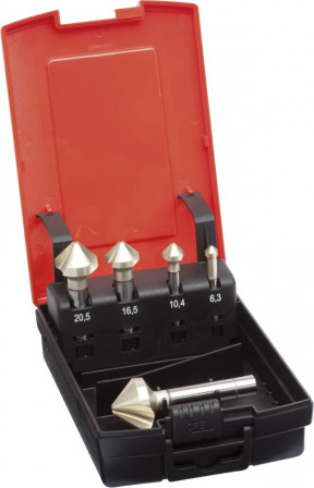 Jeu de fraises coniques DUO DIN335 HSSE forme C queue cylindrique 90° 6,3-25mm