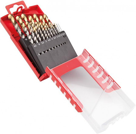 Jeu forets hél. 1-10mm x0,5 A002 dans boîte 118G type N 4xD 19pcs Tin Tip A087201 