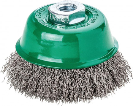 Brosse boisseau V4A M14 ondulée 65x0,3mm 