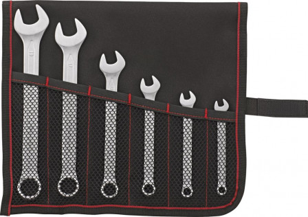 Jeu de clés mixtes DIN3113A 7-19mm 6 pcs, ds sac roulettes 