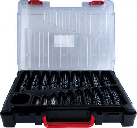 Jeu forets hél. DIN338 HSS rectifiés type N 170 pièces 1-10,0mm Cassette plastique 