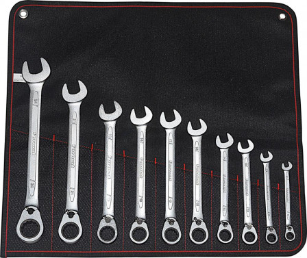 Jeu de clés polygonales àcliquet 8-24mm 10 pièces 