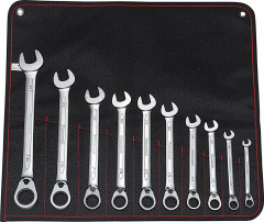 Jeu de clés polygonales àcliquet 8-24mm 10 pièces 