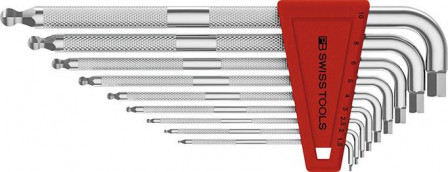 Set de clés mâles coudéesds support plast. 9 pcs 1,5-10mm SAFETY Tête sph.