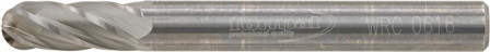 Fraise sur tige carbure forme cyl. bout arrondi 0616 alu 6mm 6x16mm 