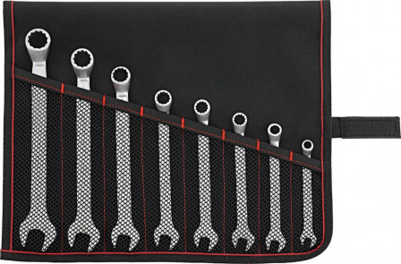 Jeu de clés mixtes DIN3113B 8-19mm 8 pièces dans une trousse enroulable 