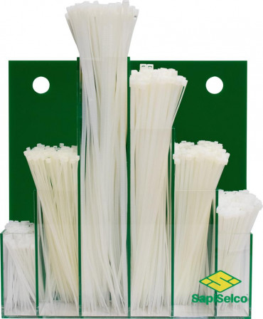 Assortiment de colliers plastiques 600 pièces dans un présentoir mural naturel 