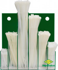 Assortiment de colliers plastiques 600 pièces dans un présentoir mural naturel 