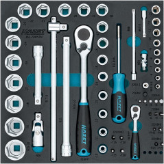 Module d'outillage Douilles 1/4 et 1/2, 57 pièces, module 3/3