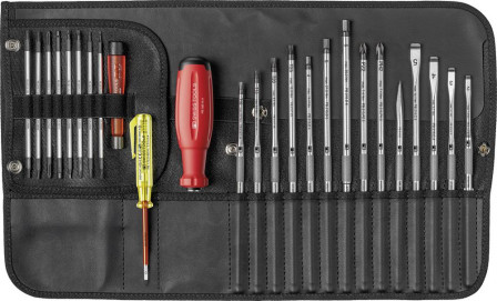 Jeu de lames interchangeables 25 pièces dans une trousse souple 