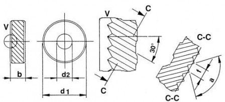 Molette PM BR 15° 21,5x5x8 H7 P0,8 