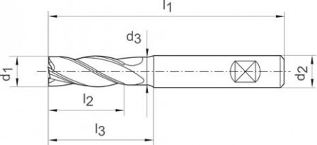 Fraise ratio longue DIN6527 carbure monobloc type ALU queue HB D4 20mm  
