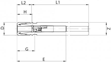 Rallonge pour mandrin à pinces CP16M D16mm L150  