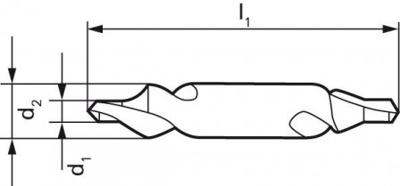 Foret à centrer sans méplat DIN333 HSS forme R type N 60° 1,60mm  