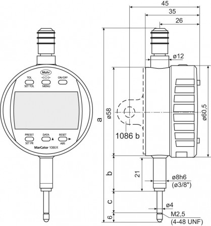Comparateur électrique 1086 R-HR 12,5 mm (0,5