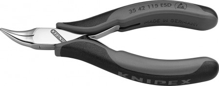 Pince à becs fins Électronique ESD mors plats et ronds coudés 115mm 