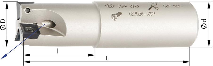 Fraise 90° D3 arrosage central D25mm pour SOMT09