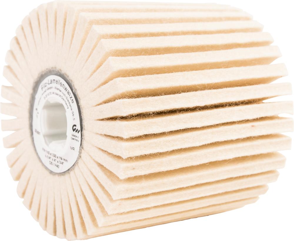 Rouleau de polissage à lamelles feutre 100x100x19mm D5 H25 