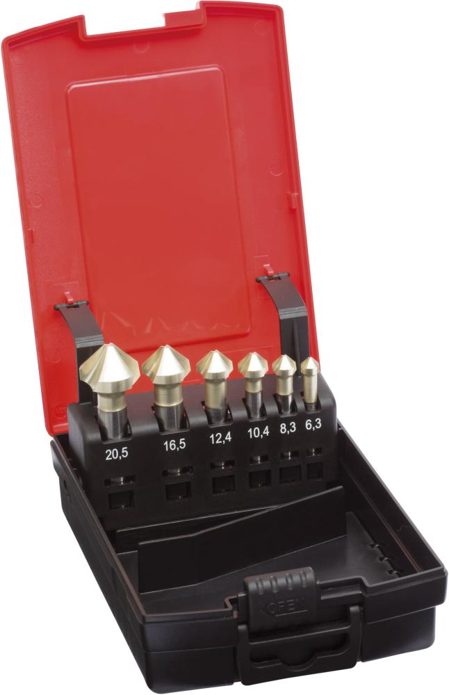 Jeu de fraises coniques DUO DIN335 HSSE forme C queue à 3 méplats 90° 6,3-25mm