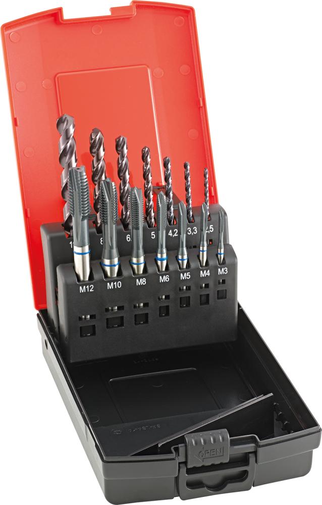 Jeu MGB trou de passage M3-12 type INOX compr. foret avant-trou 