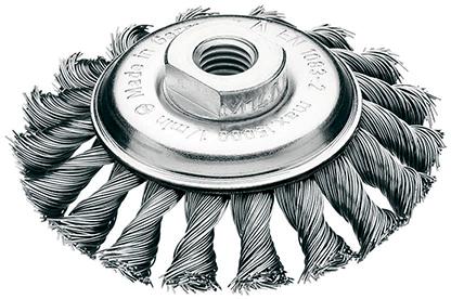 Brosse conique métall. 100x12mm tors. 0,5mm 