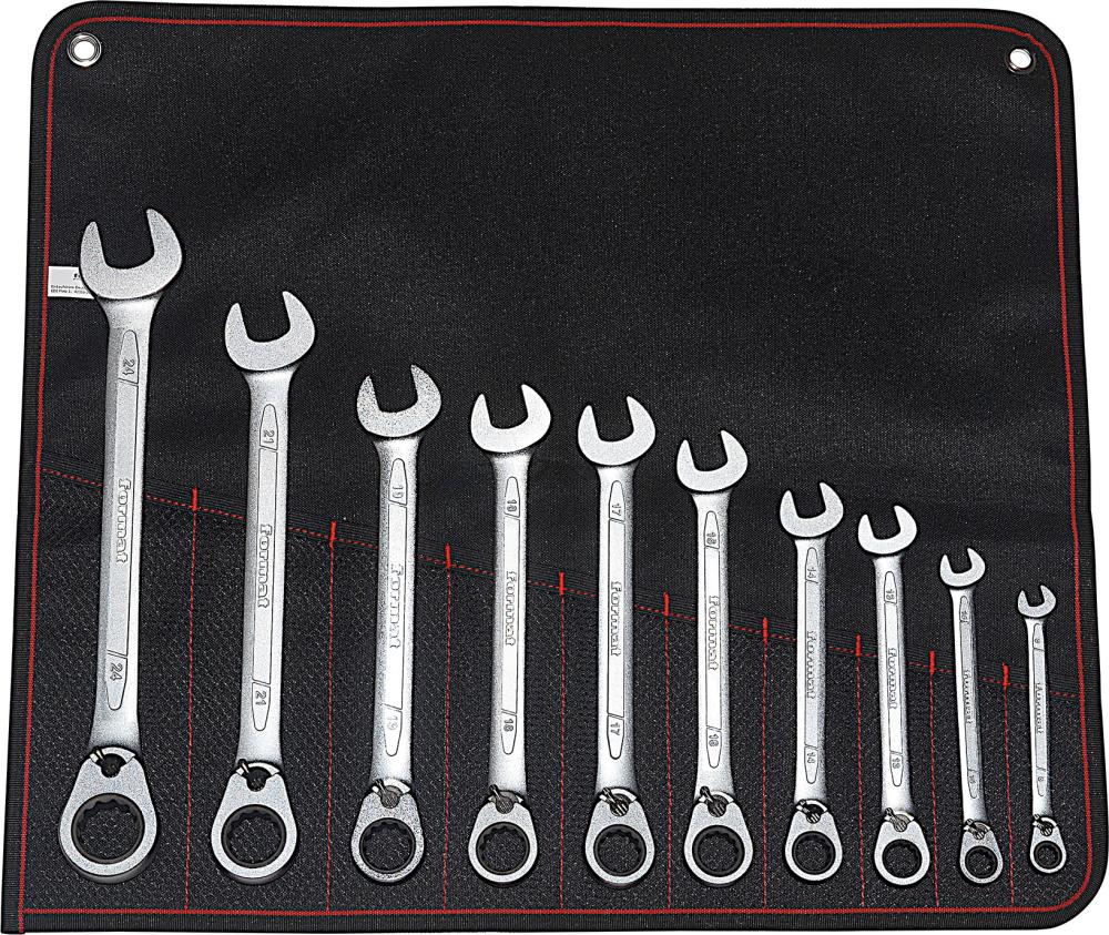 Jeu de clés polygonales àcliquet 8-24mm 10 pièces 