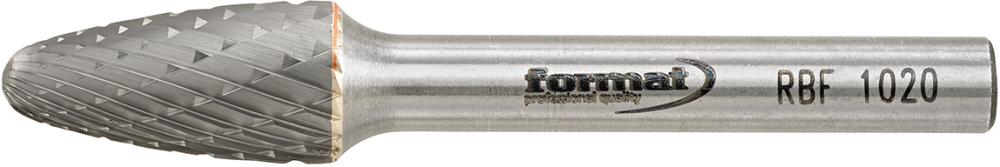 Fraise sur tige carbure forme ogive bout rond 1020C 6mm 10x20mm 