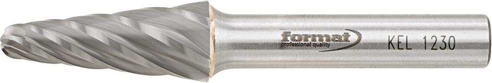 Fraise sur tige carbure forme conique bout arrondi 1230 alu 6mm 12x30mm
