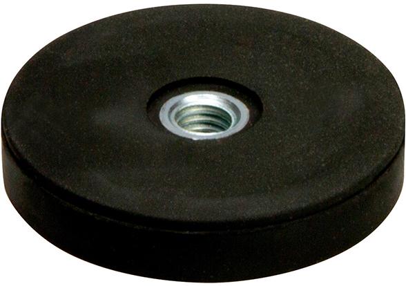 Aimant plat 43mm avec filetage femelle M6/caoutchouc